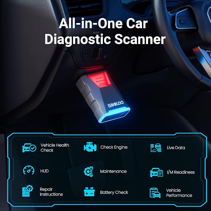 GOOLOO DS100 OBD2 Scanner Bluetooth, Wireless All System OBD2 Scanner Diagnostic Tool, Check Engine, Live Data, 6 Reset Services, Read and Clear Error Codes for All OBDII Protocol Cars Since 1996