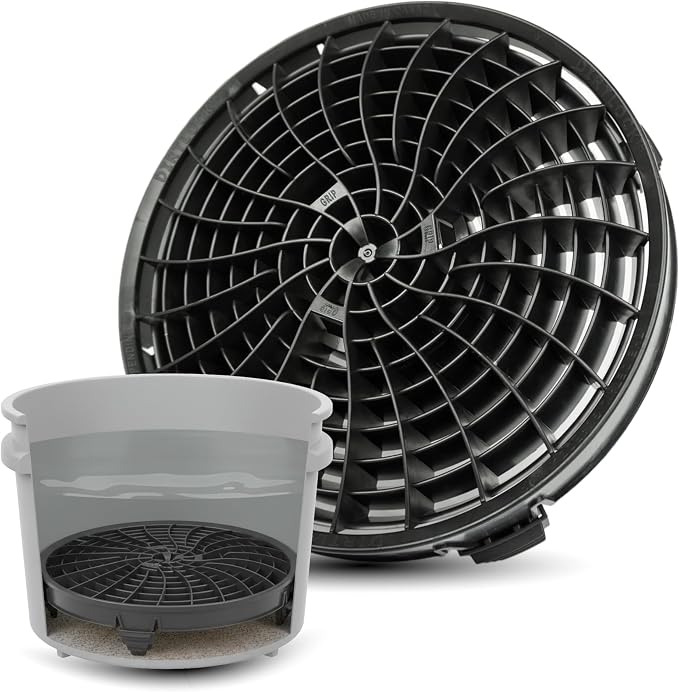 DETAIL GUARDZ Dirt Lock Car Wash Insert – Bucket Filter for 3–8 Gallon Round Pails – Traps Debris, Prevents Swirl Marks – Self-Locking Rubber Grips, Venturi Flow, Cleaning Tool (Black)