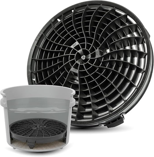 DETAIL GUARDZ Dirt Lock Car Wash Insert – Bucket Filter for 3–8 Gallon Round Pails – Traps Debris, Prevents Swirl Marks – Self-Locking Rubber Grips, Venturi Flow, Cleaning Tool (Black)