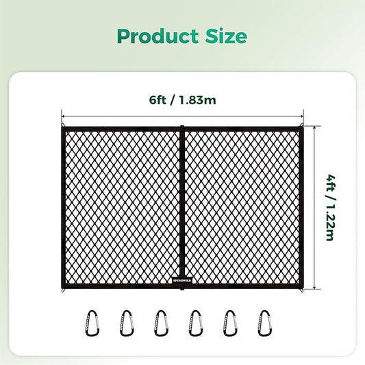 Stretchable Cargo Net with Hooks(6' x 4' Stretches to 12'x8') - Adjustable Elastic Trunk and Truck Bed Storage Organizer for Cars and Trucks, Ideal for Securing Light Loads, Easy to Install