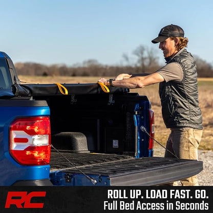 Rough Country Soft Roll Up Truck Bed Tonneau Cover for Ford Maverick (2022-2026) - Fits 4'6 (54.4") Bed, Weatherproof Bed