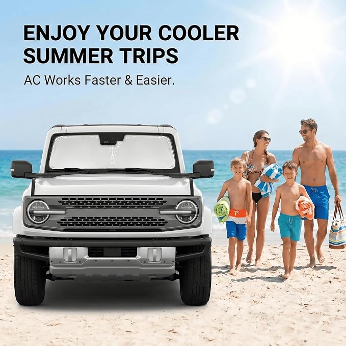 for Ford Bronco Sport 2021-2024 2025 2026 Windshield Sun Shade Front Window Shade Custom Fit Bronco Sport Accessories Sun Visor Foldable Shade Blocks UV Rays Summer Must Have Car Accessories