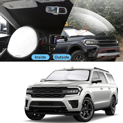 TINGLU Sun Shade for Ford Expedition SUV 2018-2024 2025 Accessories Windshield Sun Shade Window Shade UV Rays Protection Sun Visor Cover with Steering Wheel Sunshade Storage Bag