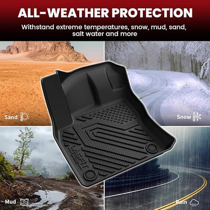 LASFIT Floor Mats & Cargo Mat for 2018-2024 Volkswagen VW Tiguan 5 Seats, Custom Fit All Weather TPE Floor Liners & Trunk Mat, Front Rear Rows and Cargo Liner, Black