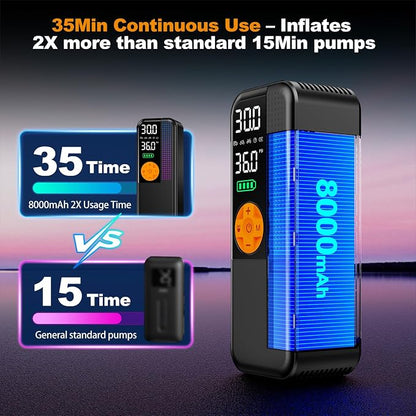 Jump Starter with Air Compressor,5500A Portable Car Battery Booster(All Gas & 10L Diesel) with 150PSI Cordless Auto Tire Inflator,15V Portable Car Battery Jump Starter Box with LCD Display LED Light