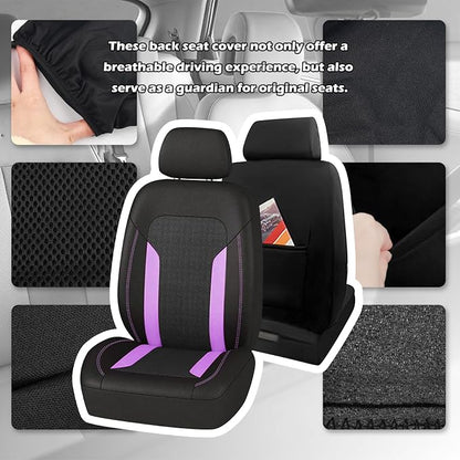 2 Pack Universal Car Seat Cover with Breathable Mesh Backrest,Comfortable Car Seat Protector with Foam Padding and Retaining Buckle,Highly Elastic Car Seat Covers Full Set (Purple)