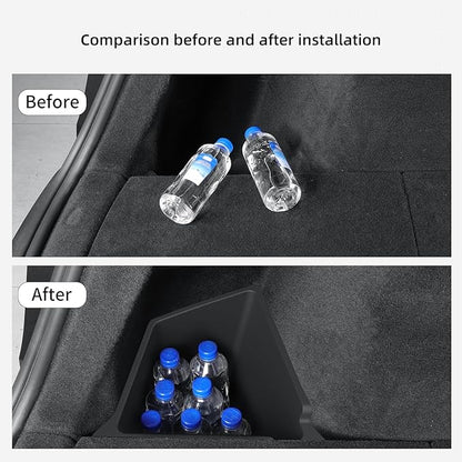 LUCKEASY Rear Trunk Storage Bins Fit for Tesla Model Y Juniper 2025 2026 Standard & Premium & Performance Trunk Side Storage Box with Lids Rear Cargo Garbage Bins Juniper 2026 Accessories Black TPE