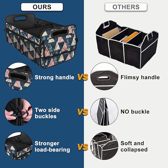 Deosk Trunk Organzier and Storage with Reinforced Handles,Car Accessories for Women/Men 50L Waterproof Polyester for Car/SUV/Minivan/Truck(Medium, Triangle)