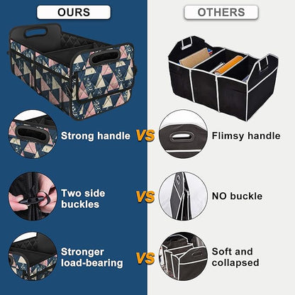 Deosk Trunk Organzier and Storage with Reinforced Handles,Car Accessories for Women/Men 50L Waterproof Polyester for Car/SUV/Minivan/Truck(Medium, Triangle)