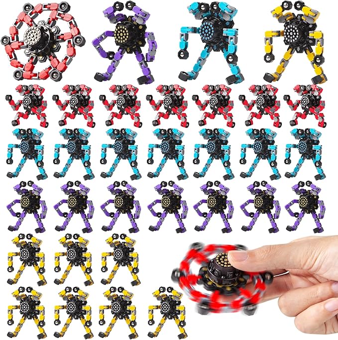 Gokeey 32 Pcs Party Favors for Kids 8-12, Treasure Box Toys for Classroom Prizes, Transformable Fidget Spinners Bulk, Goodie Bag Stuffers for Boys and Girls, Pinata Fillers, Sensory Toys