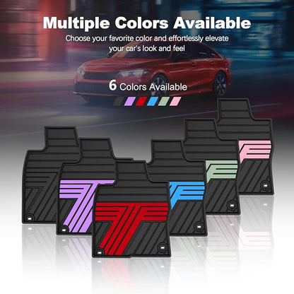 Floor Mats Fit for Honda Civic 2022-2025 2026 Sedan Hatchback Si (Include Sport), with&w/o USB Port | for Acura Integra 2023-2026, All Weather Car Floor Liners, Black & Red (Not for Hybrid)
