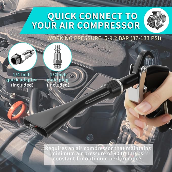 GOCCIDA Tornado Air Cleaning Gun Interior Car Detailing Tools for Car Quickly Blasts Dirt and Dust Works with Air Compressor(Upgraded Design with Focused Nozzle)