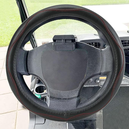 Golf Cart Steering Wheel Covers,13.5 to 14" Golf Cart Steering Wheel Cover Universal for Yamaha,EZGO TXT & RXV,Club Car DS & Precedent, Leather Comfortable, Non-Slip, Wear-Resistant (red)