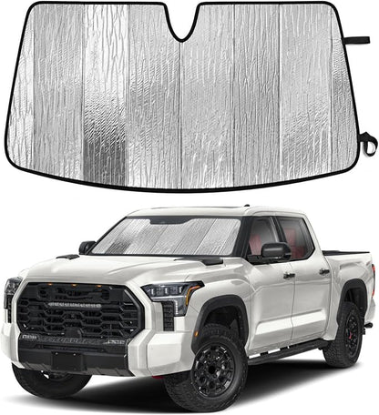 EcoNour Accordion Foldable Windshield Sun Shade Fit for Toyota Tundra 2022-2024 2025 2026 Sunshade, Front Car Window Shades Sun Visor, Blocks UV Rays & Heat, Car Accessories