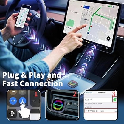 2026 Upgraded Wireless CarPlay Adapter for iPhone, Compact Mini Metal Shell Design Small Size, (New Update) Plug and Play, Fast and Stable Connection CarPlay Adapter for Apple iOS ＆Android (Navy Blue)