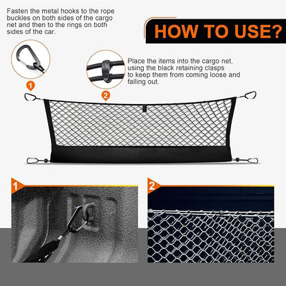 Truck Cargo Net for Chevy Colorado & GMC Canyon 2023-2025 Accessories, Envelope Style Pickup Cargo Net with Storage Bag, Heavy Duty Elastic Mesh Organizer with Carabiners, Secures Groceries & Gear