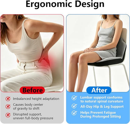 Memory Foam Truck Seat Cushion & Lumbar Support Set – Ergonomic U-Shape Tailbone Relief + L-Shape Back Cushion for Long-Haul Semi/Pickup Drivers Breathathable Cover Non-Slip Bottom Light Gray