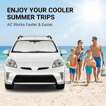 Windshield Sun Shade for Toyota Prius Hatchback 2010-2015 Double Layer 240T Front Window Shade Custom Fit Prius Sun Visor Foldable Shade Blocks UV Rays Summer Must Have Car Accessories