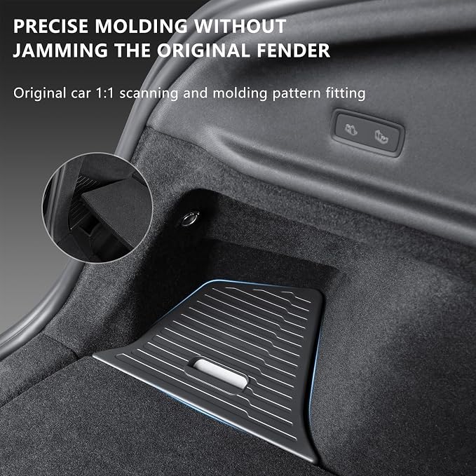Trunk Storage Bins for Tesla Model Y Juniper, 2-Piece Waterproof Organizer with Lids, Black Side Storage Box, 2025-2026