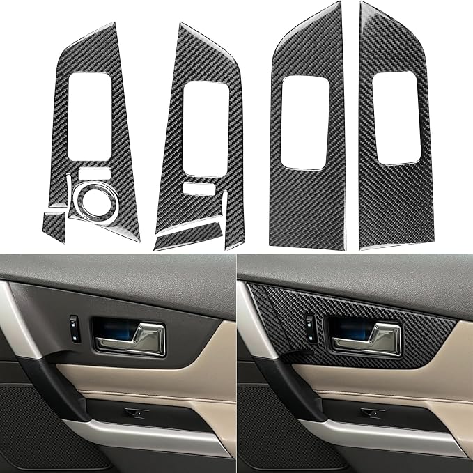 Premium Carbon Fiber Compatible with Ford Edge 2011-2014 2012 2013 SEL/Limited/SE/Sport Accessories Car Inner Door Pull Panel Set Cover Interior Trim Sticker Decal Black 7PCS