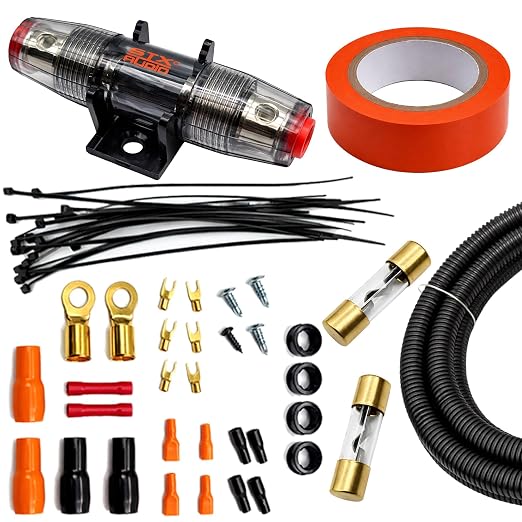 STX Audio SX4C - 4 Gauge Amplifier Wiring Kit, True Spec 4 AWG Power Cable, AGU Fuse Holder with 80A & 100A Fuses, RCA Cable, Complete Install Kit for Car Audio Systems