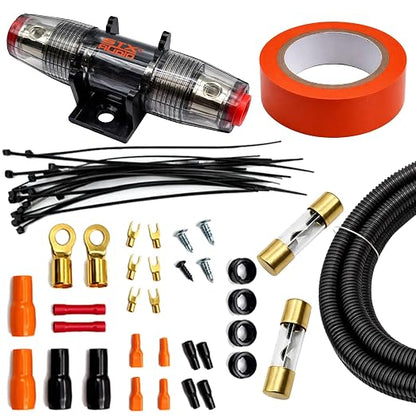 STX Audio SX4C - 4 Gauge Amplifier Wiring Kit, True Spec 4 AWG Power Cable, AGU Fuse Holder with 80A & 100A Fuses, RCA Cable, Complete Install Kit for Car Audio Systems