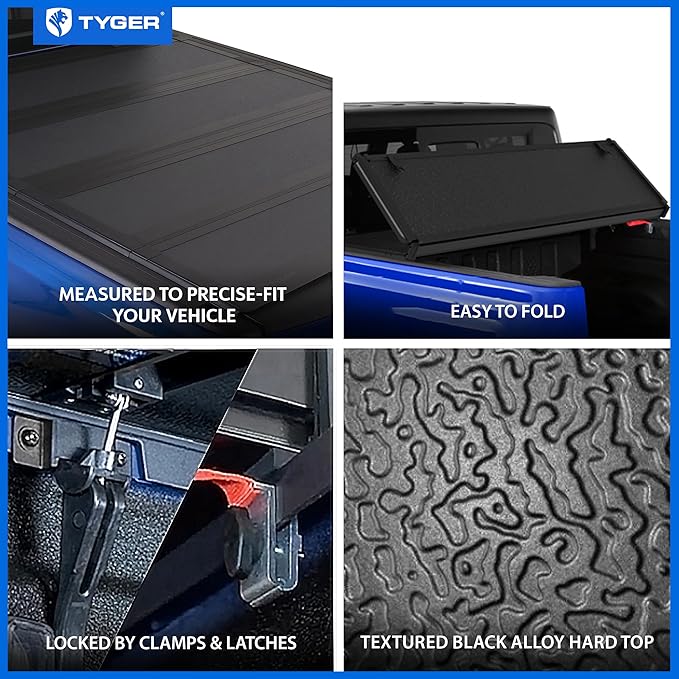 Tyger Auto T5 Quad-Fold Alloy Hardtop Truck Bed Tonneau Cover Compatible with 2014-2026 Toyota Tundra | 5.5' (67") Bed | TG-BC5T3432