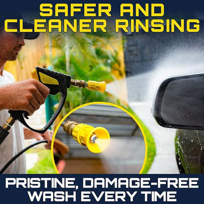 Clean Car USA Foam King™ 40° Pressure Washer Nozzle Guard, 1/4” Quick Connect - Stainless Steel Fire Hose Tip with Rubberized Protective Shield for High-Pressure Cleaning, Durable & Universal Fit
