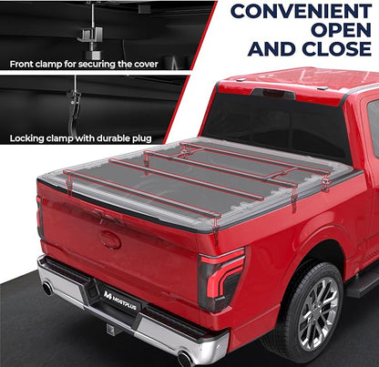 MOSTPLUS 6.5FT Quad 4-Fold Soft Folding Truck Bed Tonneau Cover Compatible for 2015-2025 2026 Ford F150 F-150 Bed Fourth Fold Styleside (78Inch)
