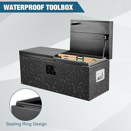 IDEALHOUSE Truck Bed Tool Box and Trailer Tongue Box - 30" Black Steel Storage Chest for Pickup Trucks, RVs, Trailers, Vans, 348"x 15"x 15"