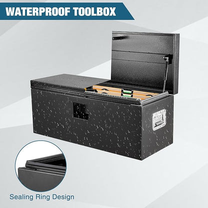 Garvee Black Steel Truck Bed Tool Box, Trailer Tongue Box, Truck Storage Organizer Tool Chest For Truck Bed, RV, Trailer (24"x 15"x 15"- Black)