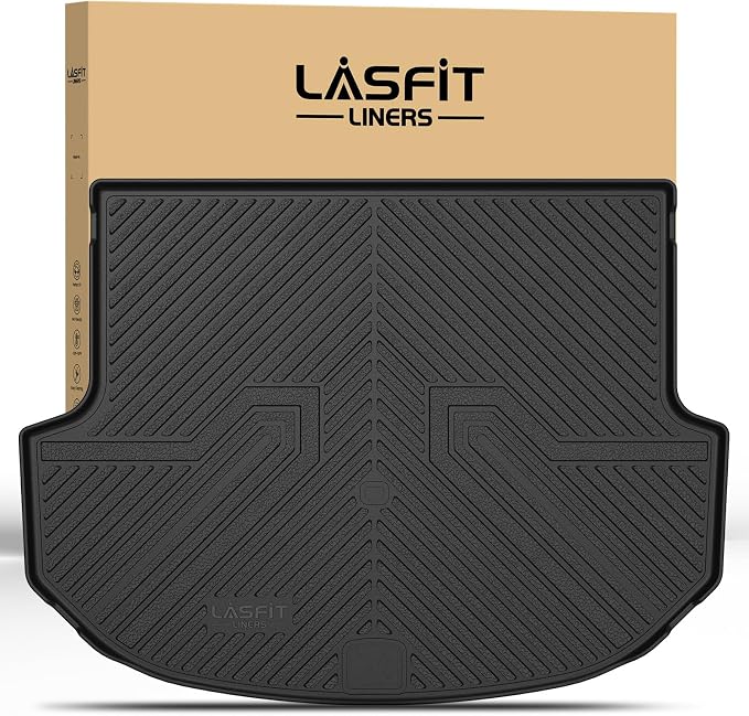 LASFIT Cargo Mat for Hyundai Santa Fe Sport 2018 2017 2016 2015 2014 2013, All Weather TPE Custom Fit Car Trunk Mats Cargo Liners Accessories for Santa Fe Sport 2013-2018, Black