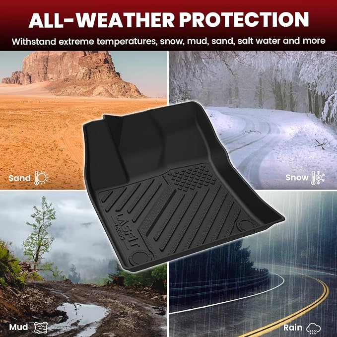 LASFIT Floor Mats for Toyota Prius 2016-2022 & Prius Prime 2017-2022, All Weather TPE Custom Fit Easy Clean Durable No-Curling Floor Liners for Prius 2016 2017 2018 2019 2020 2021 2022 Car Mats