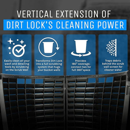 DETAIL GUARDZ Dirt Lock Scrub Wall 180/360 – Washboard Attachment for Detail Guardz Dirt Lock - Bucket Filter – Vertical Cleaning Tool for Brushes, Mitts (Black)