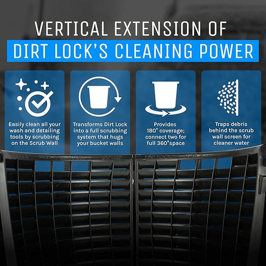 DETAIL GUARDZ Dirt Lock Scrub Wall 180/360 – Washboard Attachment for Detail Guardz Dirt Lock - Bucket Filter – Vertical Cleaning Tool for Brushes, Mitts (Black)