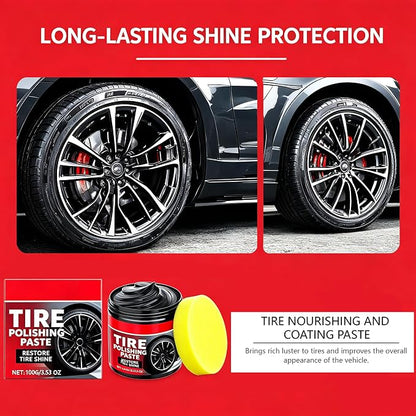 Tire Gloss Protection Agent, Tire Polishing Paste, Tire Coating Paste, Ungraded Long-Lasting Tire Dressing with Wet Gloss Look Finish for Car, Truck, Motorcycle, Rv & More (3pcs)