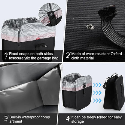 Amiss Foldable Car Trash Can, Collapsible Garbage Bin for Automotive, Hanging Waterproof Leakproof Storage Bag, 3.9 Gallon