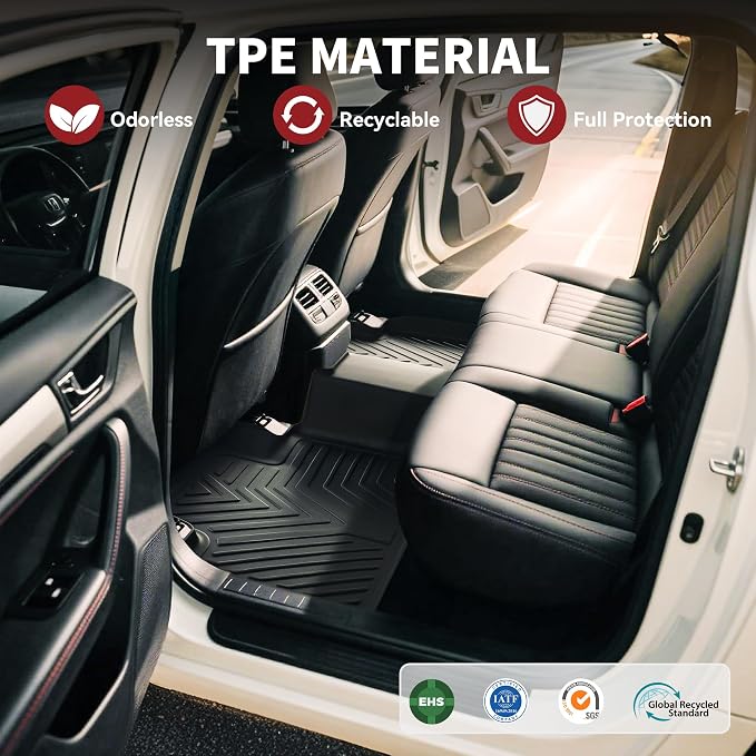 YITAMOTOR Floor Mats & Cargo Liner Fit for Mazda CX-5 2017-2021, TPE All Weather Custom Fit Floor Liners for Mazda CX5, 1st & 2nd Row and Trunk Liner Car Mats Set Accessories, Black