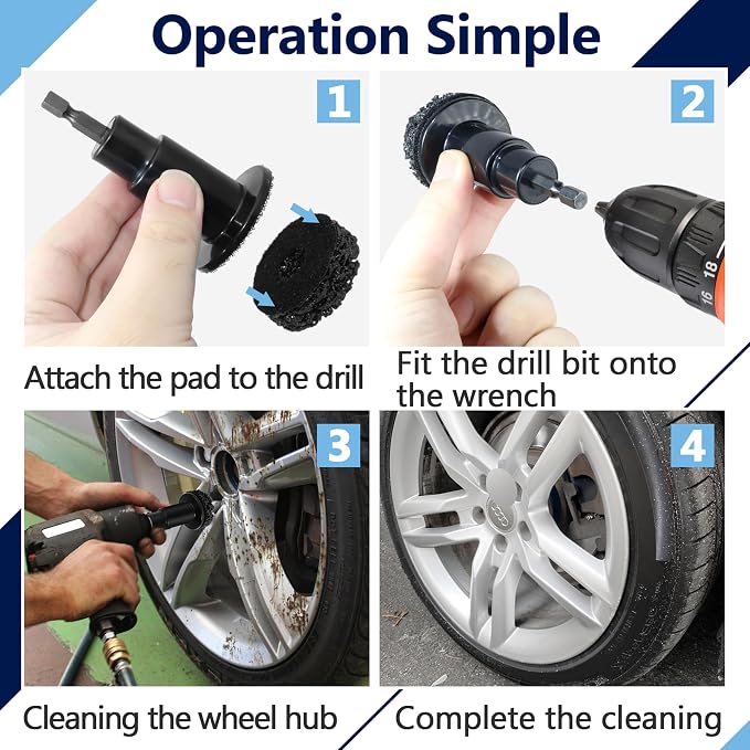 12PCS Wheel Hub Cleaning Pads, 2" Durable Nylon Web Pads, Wheel Stud Cleaner Pads