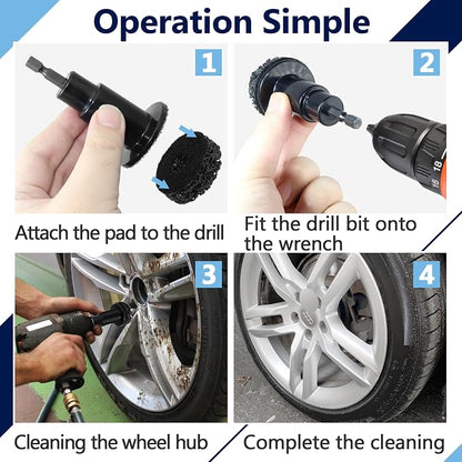 12PCS Wheel Hub Cleaning Pads, 2" Durable Nylon Web Pads, Wheel Stud Cleaner Pads