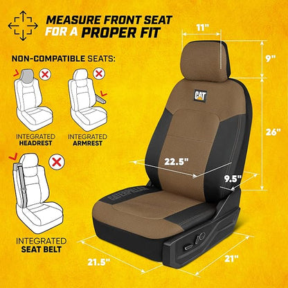 CAT MeshFlex Seat Covers Full Set for Full-Size Pickup Trucks Only - Beige | Front Bucket Seat Covers & 60/40 Split Rear Bench Protector – Interior Accessories For F-150, Silverado, Ram, Sierra & Tundra