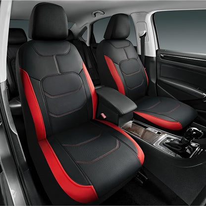 Road Comforts Seat Covers, Premium Leather Car Seat Covers Full Set,Airbag Compatible, Automotive Seat Covers Universal Fit Most Cars,Vans,Truck,SUV, Red