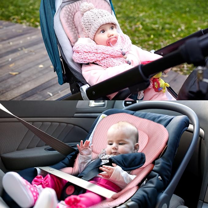 Infant Carseat Insert, 2-in-1 Reversible Baby Car Seat Cushion for Newborn Toddler Head & Body Support Car Seat Pad for Carseats, Strollers, Swings, Bouncers