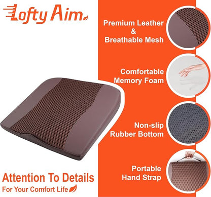 Lofty Aim Car Seat Cushion, Comfort Memory Foam Car Cushions for Driving - Sciatica & Lower Back Pain Relief, Driver Seat Pillow for Auto, Office Chair, Wheelchair - 4D Mesh Brown