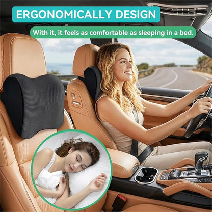 Super Fit Car Headrest Pillow, Car Pillow for Driving with Adjustable Strap, 100% Memory Foam Neck Pillow, Breathable Removable Cover & Ergonomic Design - Softness Travel Car Neck Pillow(Black, 1Pc)