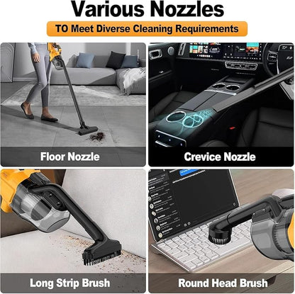 Rhovixster Handheld Vacuum Cordless 20V with 2-Pack 4Ah Batteries and Charger, 5-in-1 Car Vacuum with 500W Powerful Motor, Replacement for Dewalt Vacuum, Lightweight Portable for Home, Car, Pet Hair