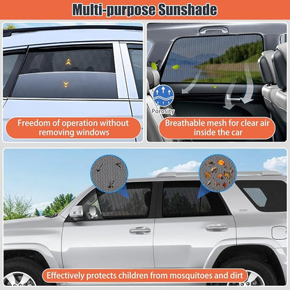 XCBYT Car Window Shades for 2011-2023 4Runner - 4 Pack Breathable Mesh Window Covers Blocking 99% UV Glare and Privacy Protection, Safe Driving for Napping, Camping, Dressing