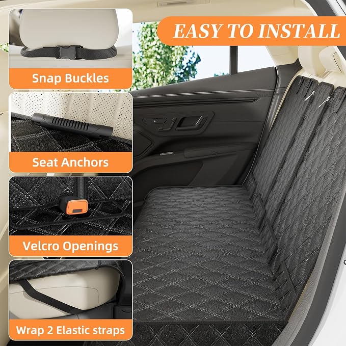 Simple Trending Dog Car Seat Cover, Back Seat Pet Bed Mat Protector Waterproof Bench Car Seat Cover, Nonslip Pet Car Bed Dog Hammock for Car, SUV, Truck