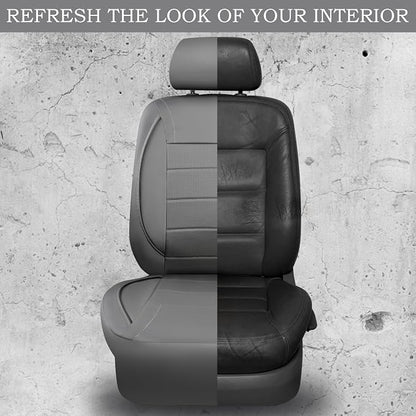 CAR PASS Piping Faux Leather Car Seat Cover Full Set,Grey Breathable Leather Seat Covers for Cars, Airbag Compatible,Universal Fit for SUVs,Van,Sedans,Small Trucks (Full Set, All Gray)
