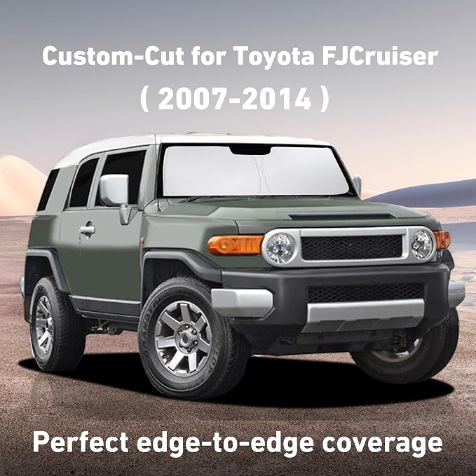 EcoNour Windshield Sunshade Compatible for Toyota FJCruiser 2007-2012 2013 2014, Sun Visor for Front Windshield & Window Sun Shade Cover, UV Heat Blocker & Protector, Car Accessories